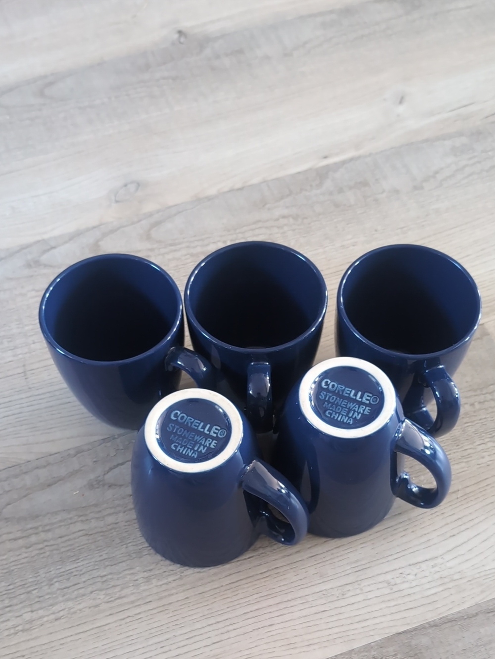 Corelle Navy Blue Stoneware Mugs - Set of 5